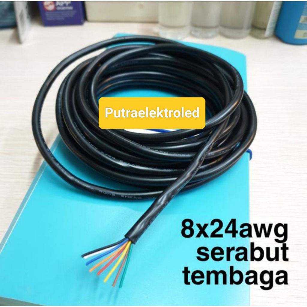Kabel Awg 24 isi 8 Jual Per/ 10meter - Kabel Awg24 8 Jalur Serabut Tembaga Murni
