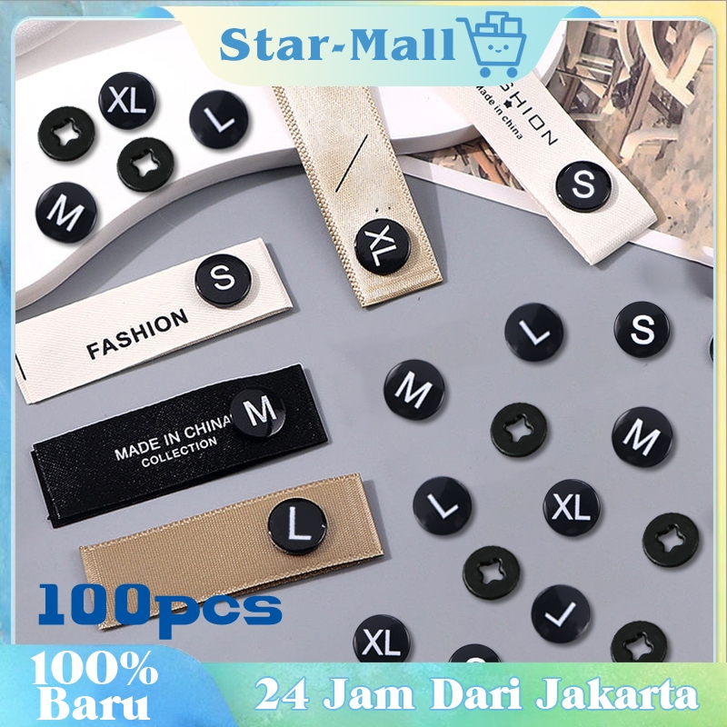 100Pcs Label Ukuran Baju Label Pakaian Plastik Dapat Dilepas Label Size Baju Angka Label Size