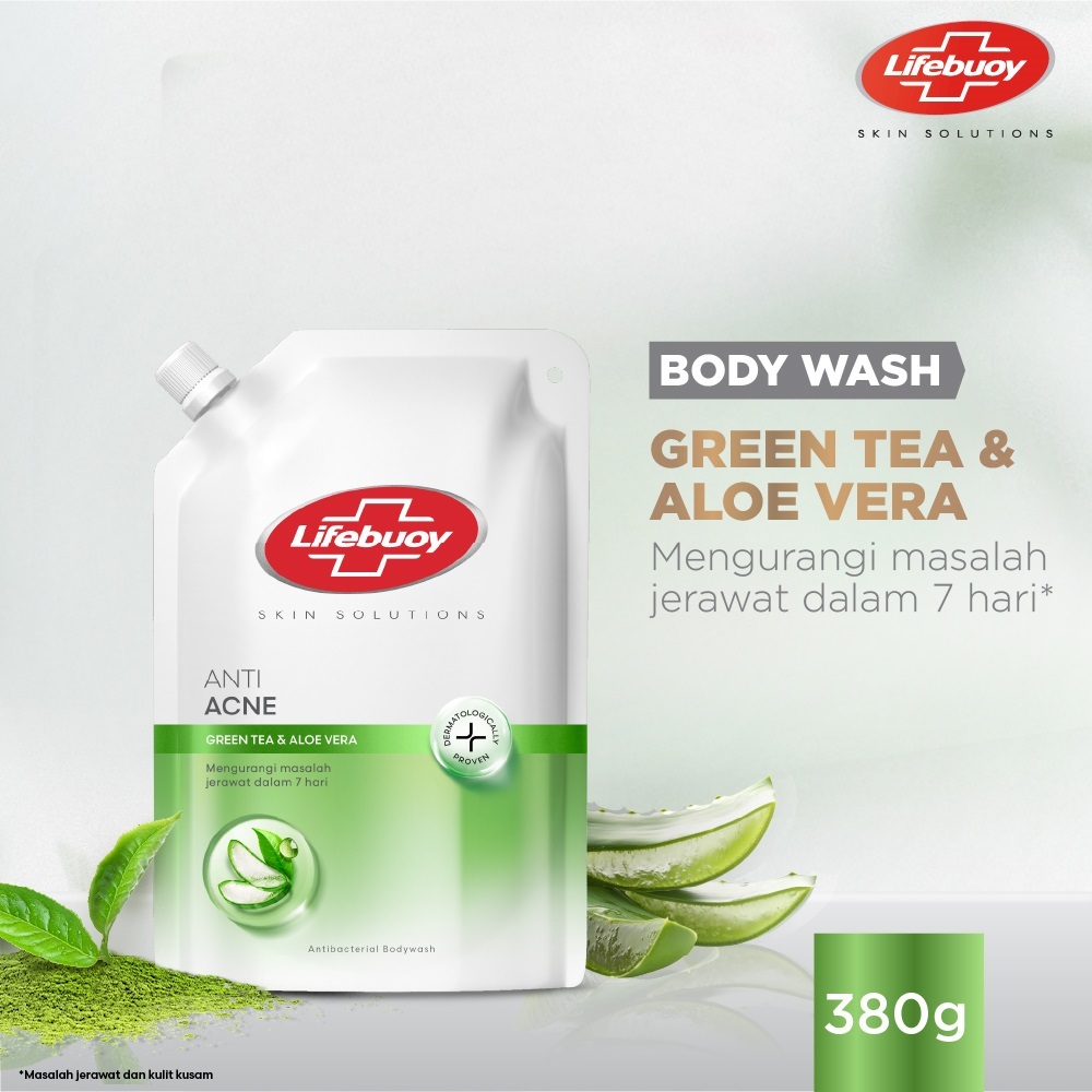 LIFEBUOY SABUN MANDI CAIR GREENTEA REFILL 380G