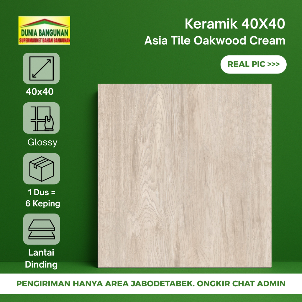 Keramik Lantai Asia Tile 40x40 Oakwood Cream Keramik Glossy