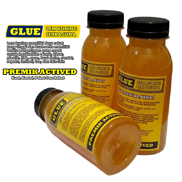 Lem Aibon Actived Lem Kuning Lem Sepatu Sandal Tas Kayu Plastik Karet Isi 100ml