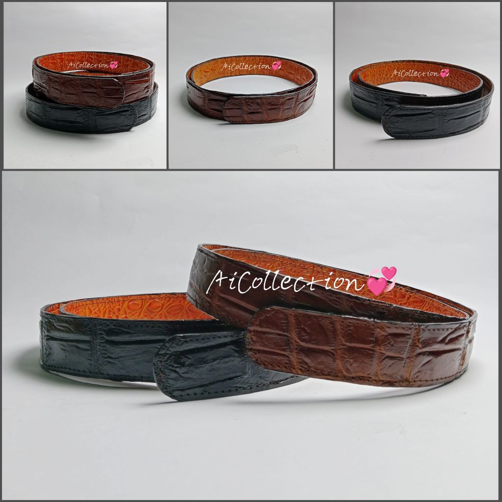 ikat pinggang/sabuk kulit croco (asli) tanpa kepala gesper