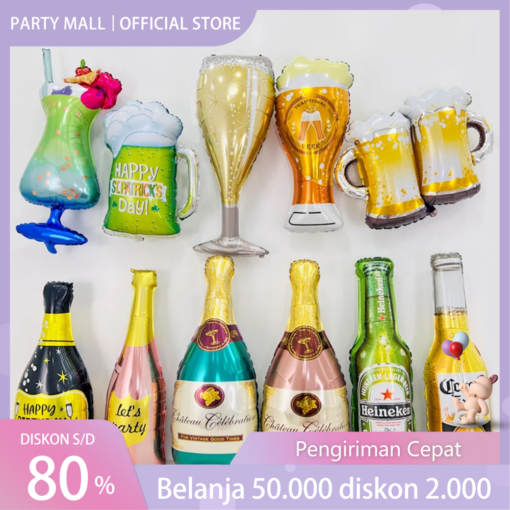 Balon Foil Botol Minuman Jumbo / Balon Foil Botol Wine Beer / Foil Bulat Beer / Balon Foil Botol Min