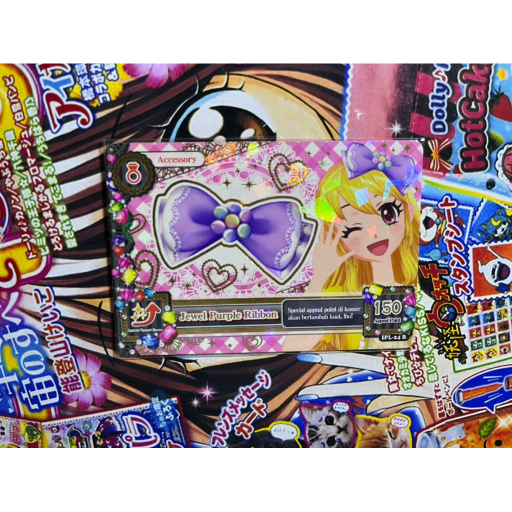 Kartu Aikatsu Ichigo Hoshimiya Jewel Purple Ribbon Beta Ver Cute Accessories Original Official Asli 