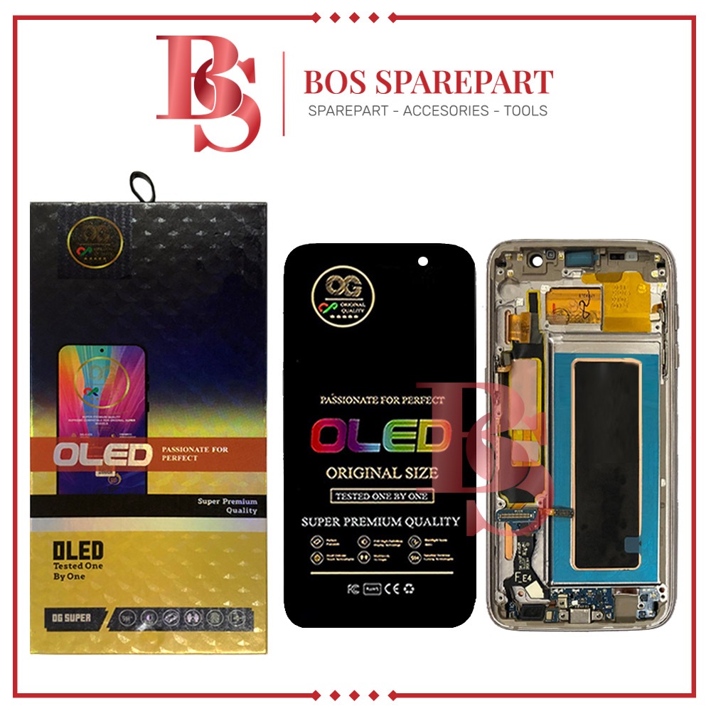 LCD TOUCHSCREEN + FRAME SAMSUNG S7 EDGE / G935 GOLD ORI SIZE OG OLED