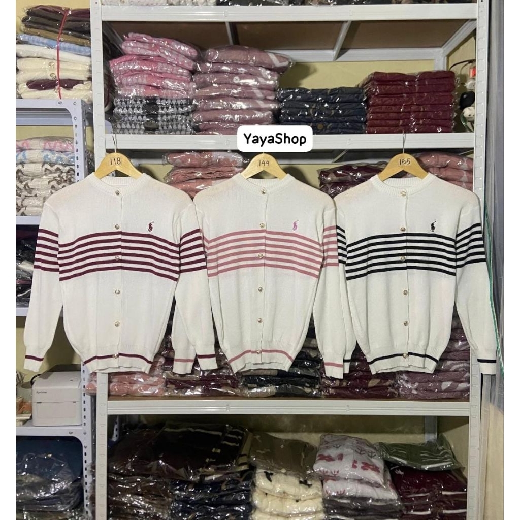 Cardigan Polo Stripe/Cardigan Rajut Polo Stripe