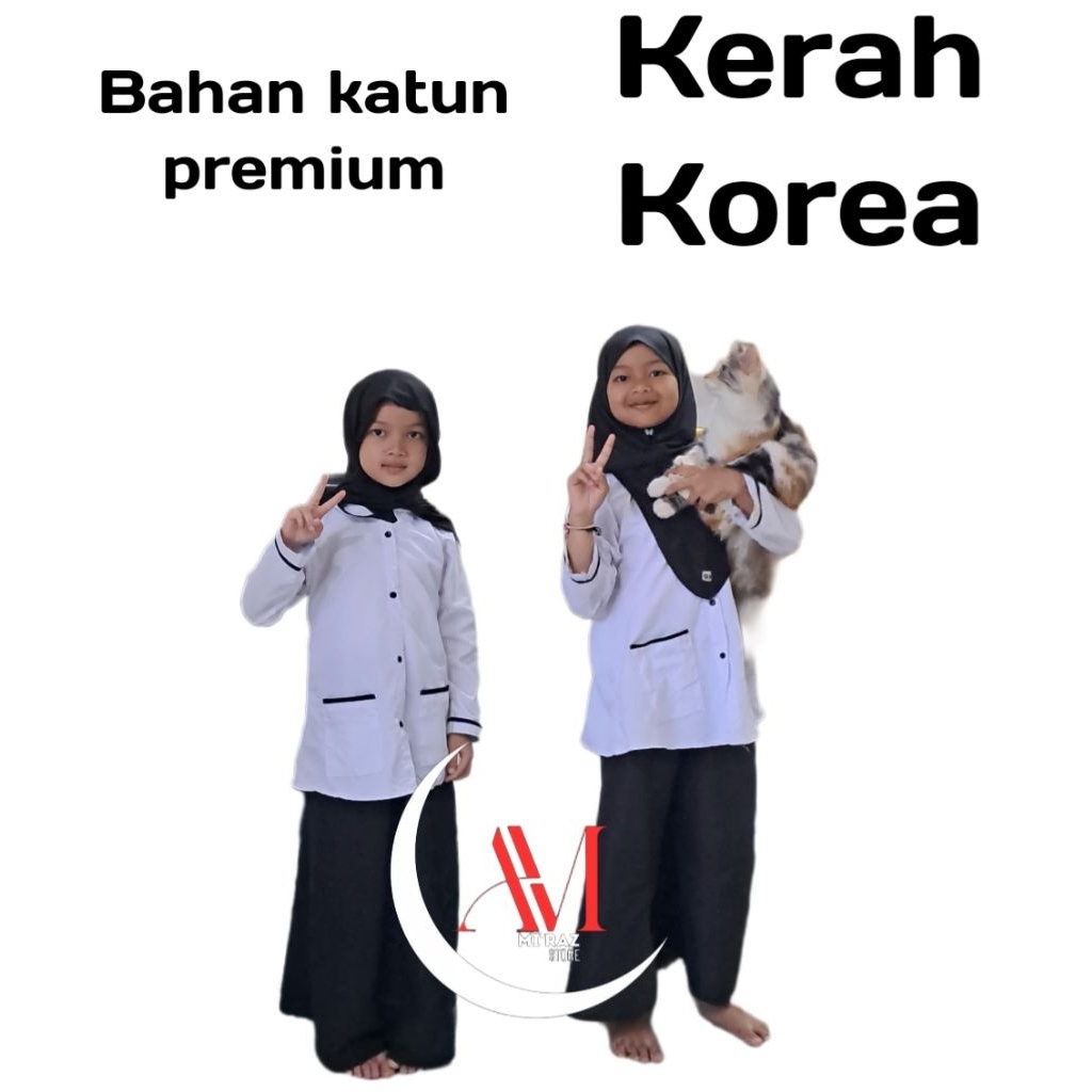 Baju Anak Perempuan Hitam Putih Model Korea Tk Sd 4-12 thn
