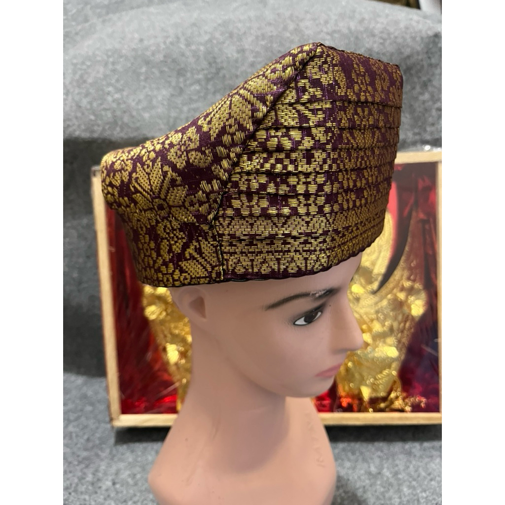 Topi Saluak Penganten/Saluak Songket Pengantin Padang/Minang/ Topi Pengantin Pria Minang/Padang