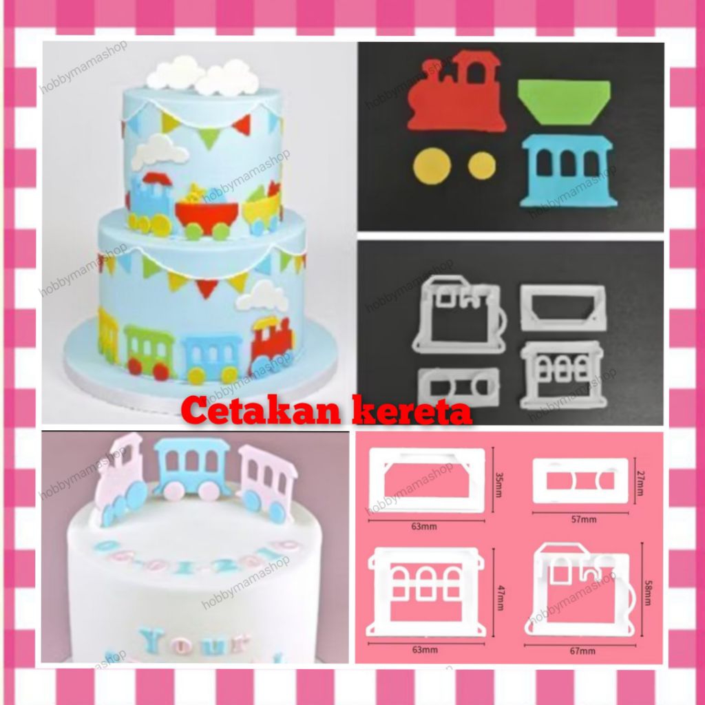 cetakan kereta / fondant cutter train fondant keju roti bento clay