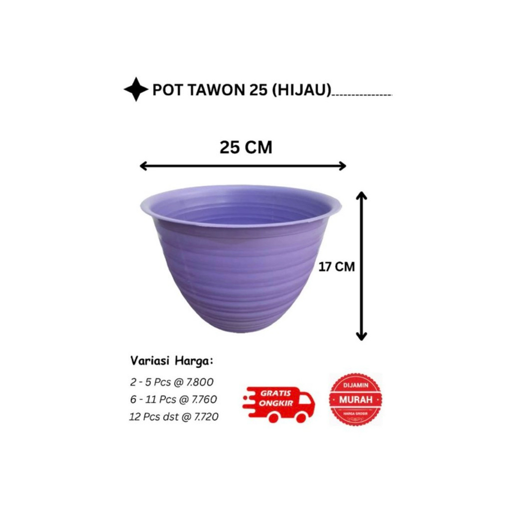 Pot Tawon Plastik Uk 25 / Pot Bunga / Pot Tanaman  / Pot Cantik / Grosir Pot cantik / Grosir pot bun