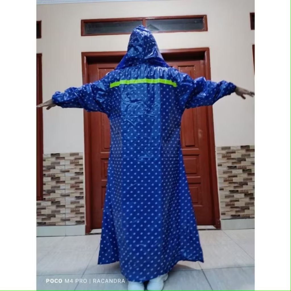 Mantel Jas Hujan Gamis motif Polkadot Wanita Premium