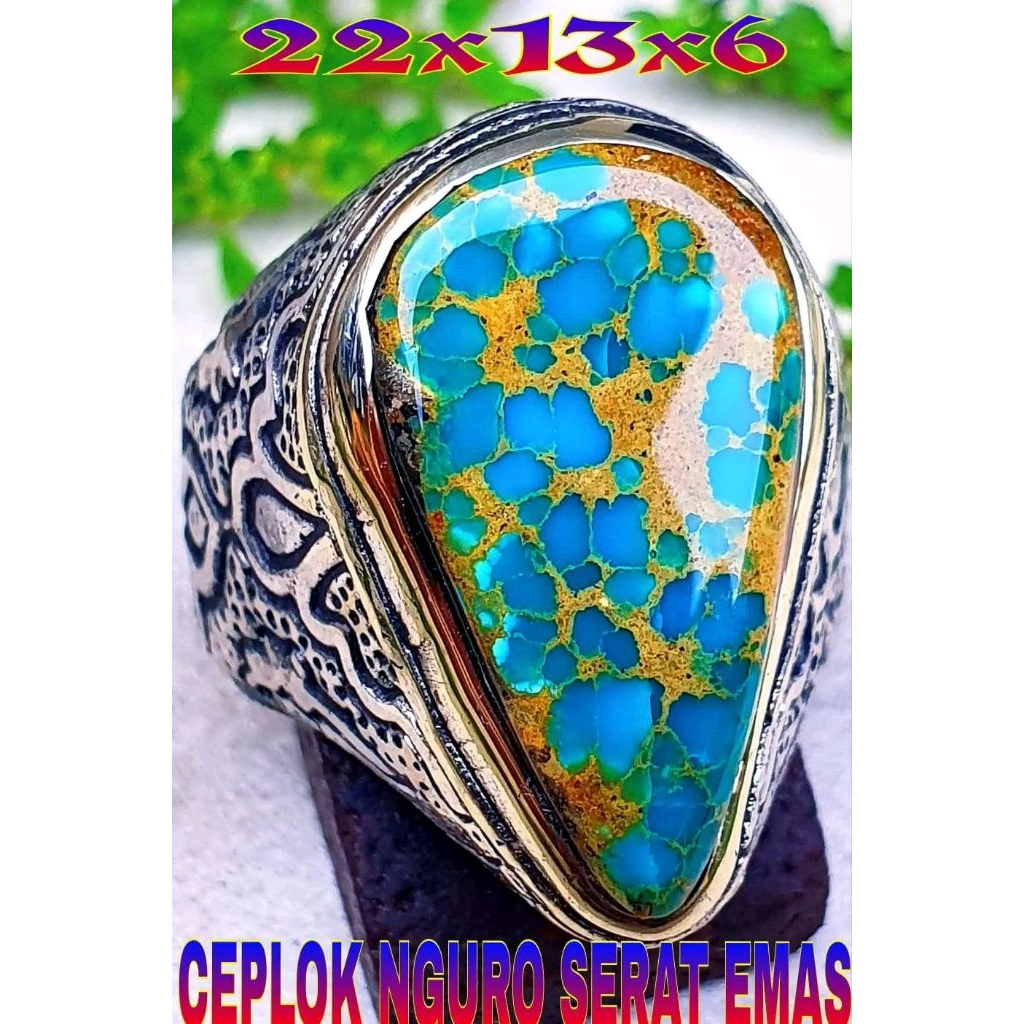 pirus Persia biru serat emas ceplok kuro