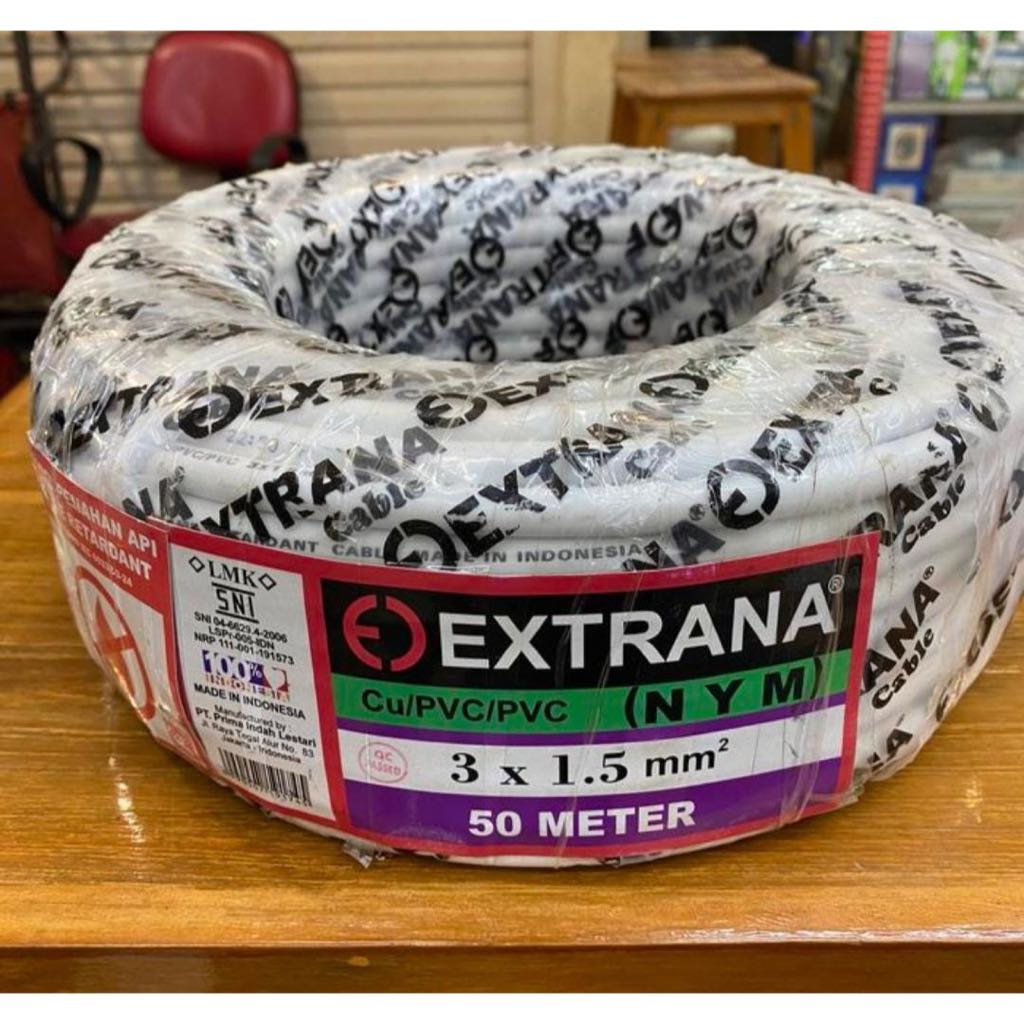 Kabel Extrana NYM 3x1.5 3x1,5 Kawat 50 meter / SNI LMK