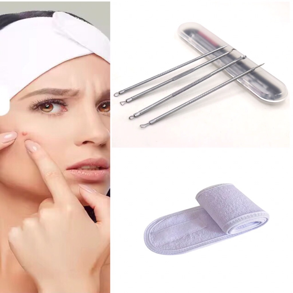 PAKET 5in1 Alat Pembersih Pori Pori dan Bandana // Alat Penghilang Komedo // Alat Ekstrasi Komedo
