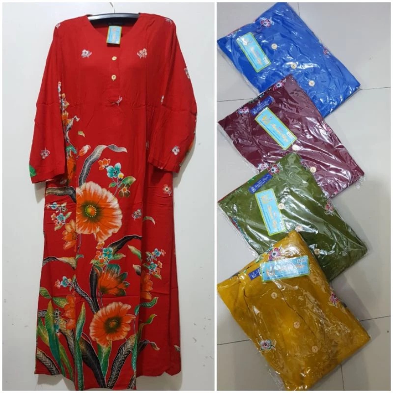 Daster Panjang Batik Kencana Ungu | Baju Santai Tidur Wanita Dewasa Lengan panjang