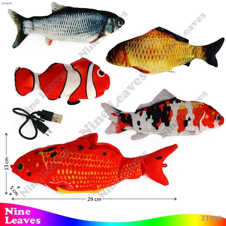 Mainan Anak Hewan Ikan Bergerak Ikan Gerak Charge Ikan Goyang Boneka Ikan