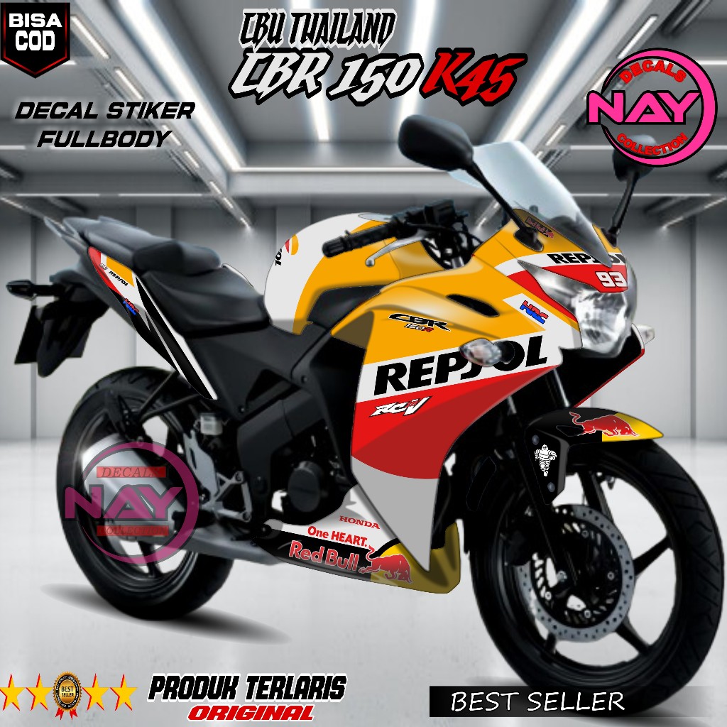 Decal CBR 150 K45 CBU Fullbody Thailand Repsol GP / Variasi Motor CBR Repsol Lama NDC371