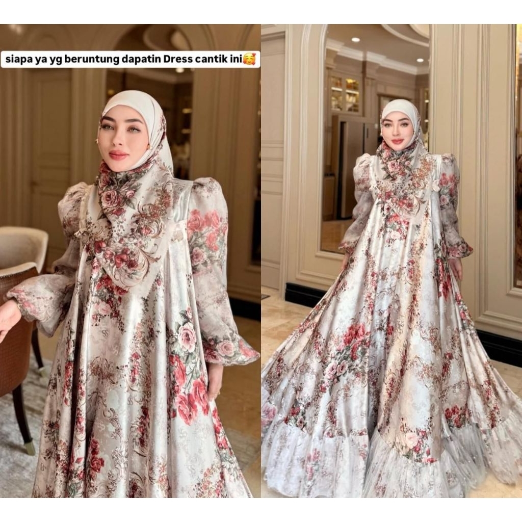 Gamis Set Hijab Flower Antika Rifani Ori Shellasaukia