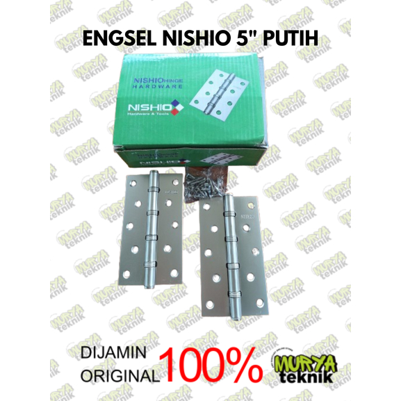 1 BOX Engsel NISHIO 5 inch Silver 5 Lubang