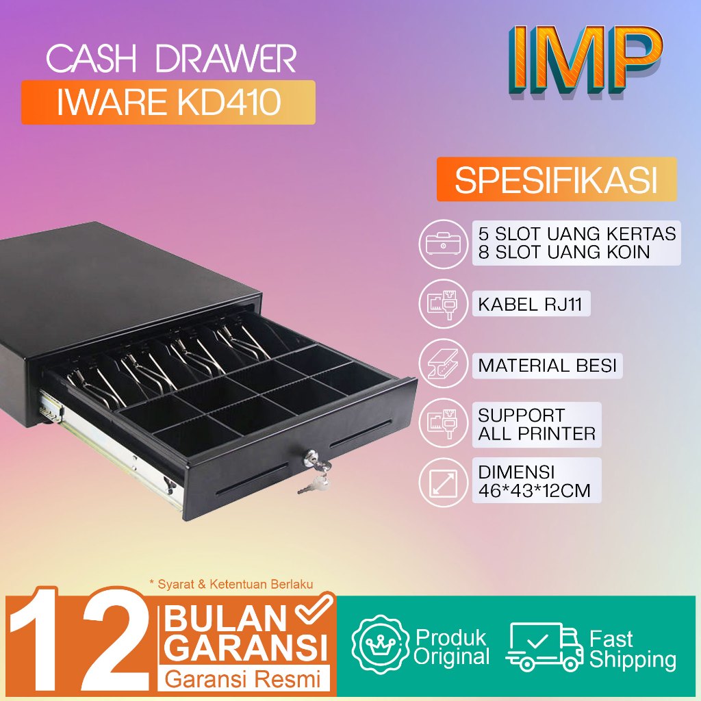 Cash Drawer Laci Kasir 5 Slot Iware KD410
