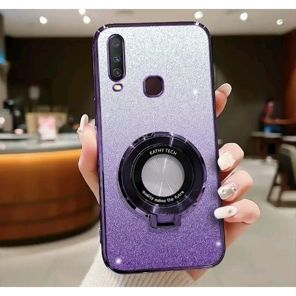 Casing Vivo Y17 / Y15 / Y12 Softcase Ring Standing Glitter MagSafe Terbaru