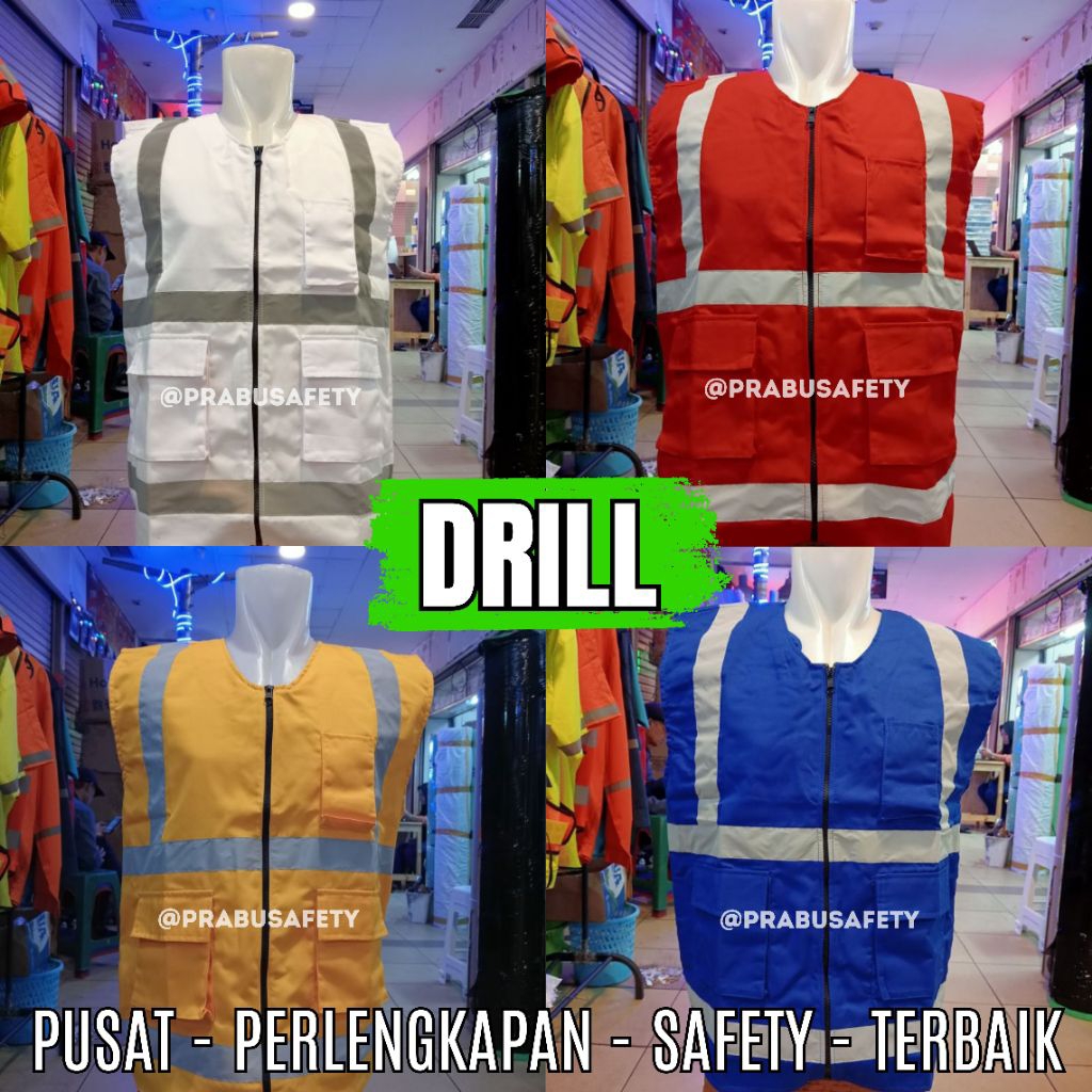 ROMPI KERJA DRILL WARNA PUTIH - MERAH - BIRU - KUNING ALL SIZE / ROMPI PROYEK DRILL / ROMPI SAFETY