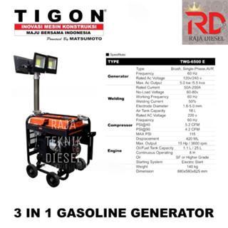 Mesin Las Serbaguna Tigon TWG 6500E 4in1 Genset Las , Compressor, Lampu ORIGINAL