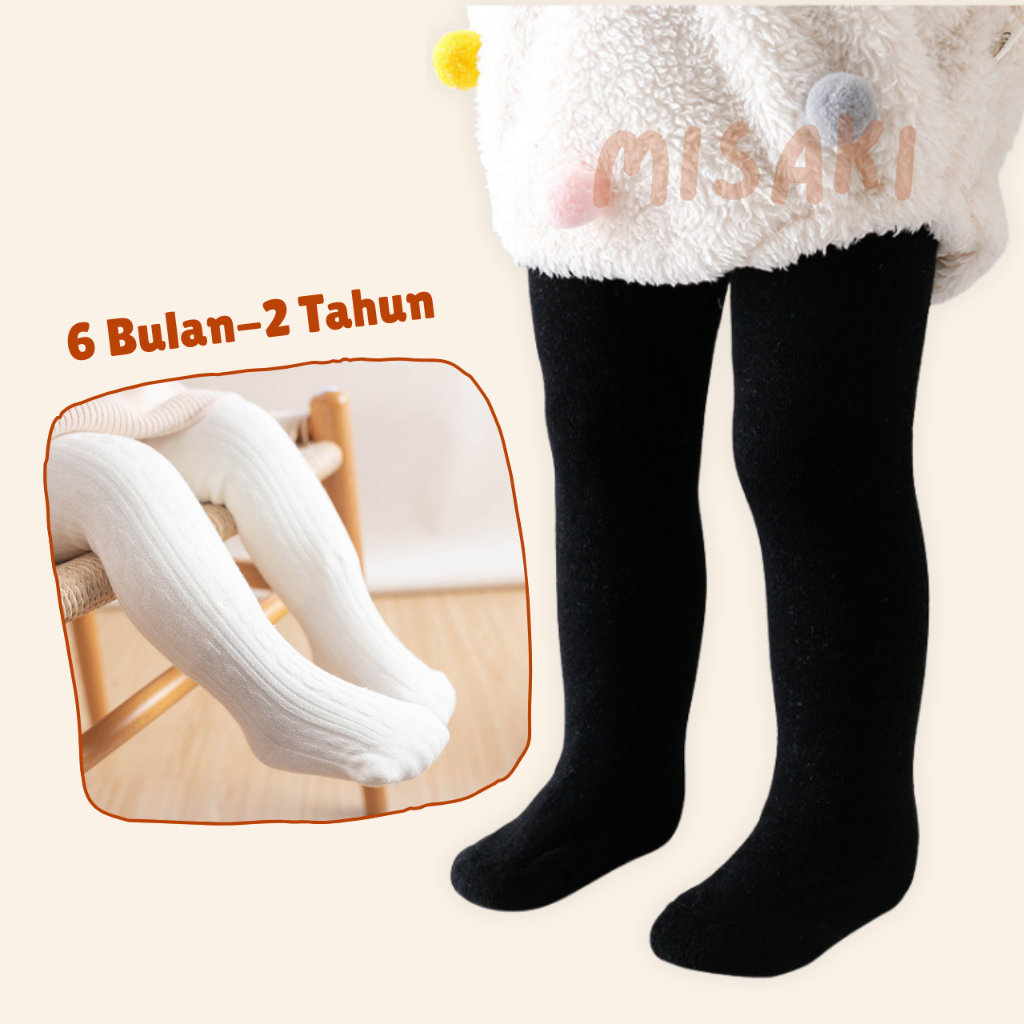 Legging Tutup Bayi 1-2 Tahun Pantyhose Celana Panjang Polos Premium Hitam Putih