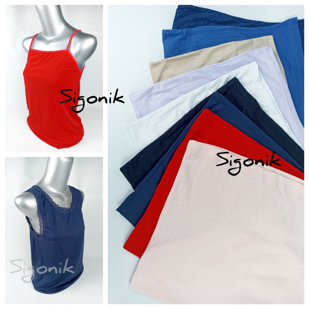 Tengtop Singlet Wanita Dewasa All size Standar L fit XL Tanktop Yukensi Tali Kecil Besar Renda Polos