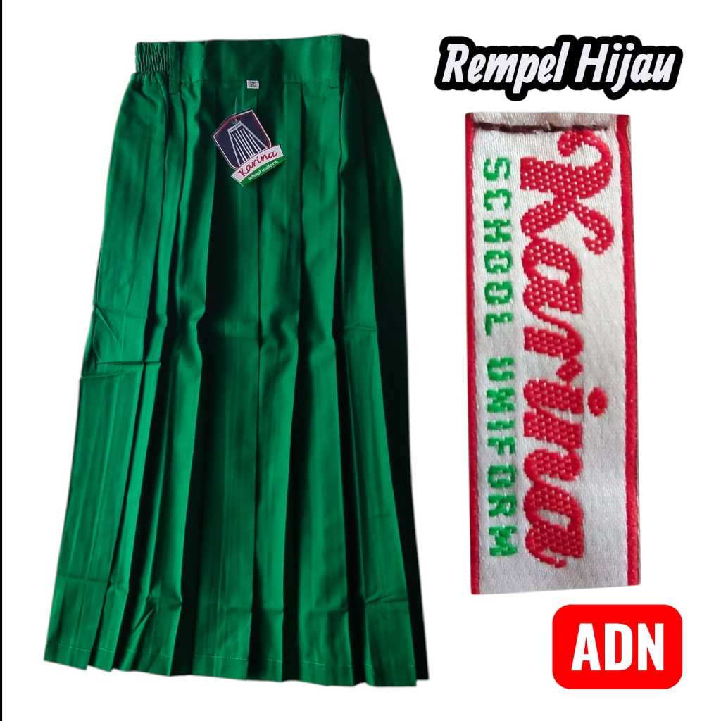 Rok Sekolah | Rok Hijau | Rok Panjang Rempel HIJAU | Merek KARINA