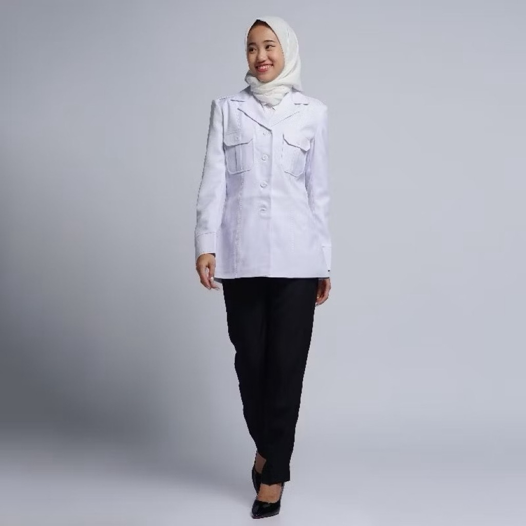 Baju Dinas Putih pns/Asn Wanita Baju Pdh Wanita Putih Seragam Putih asn Wanita Baju Putih Atasan asn