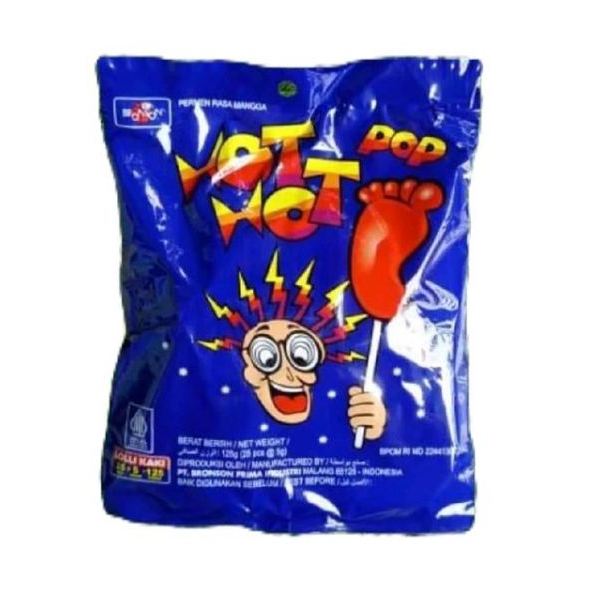 Permen Hot Pop 125gr - permen kaki isi 25 - permen kaki rasa mangga - lolipop kaki - permen lolipop 