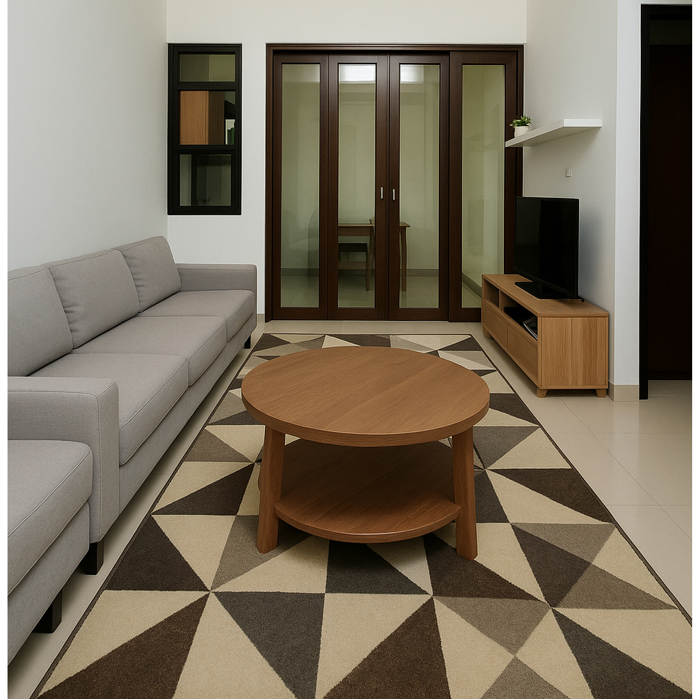 Meja Kopi Bulat Milan Diameter 70 cm Kayu Sungkay Natural