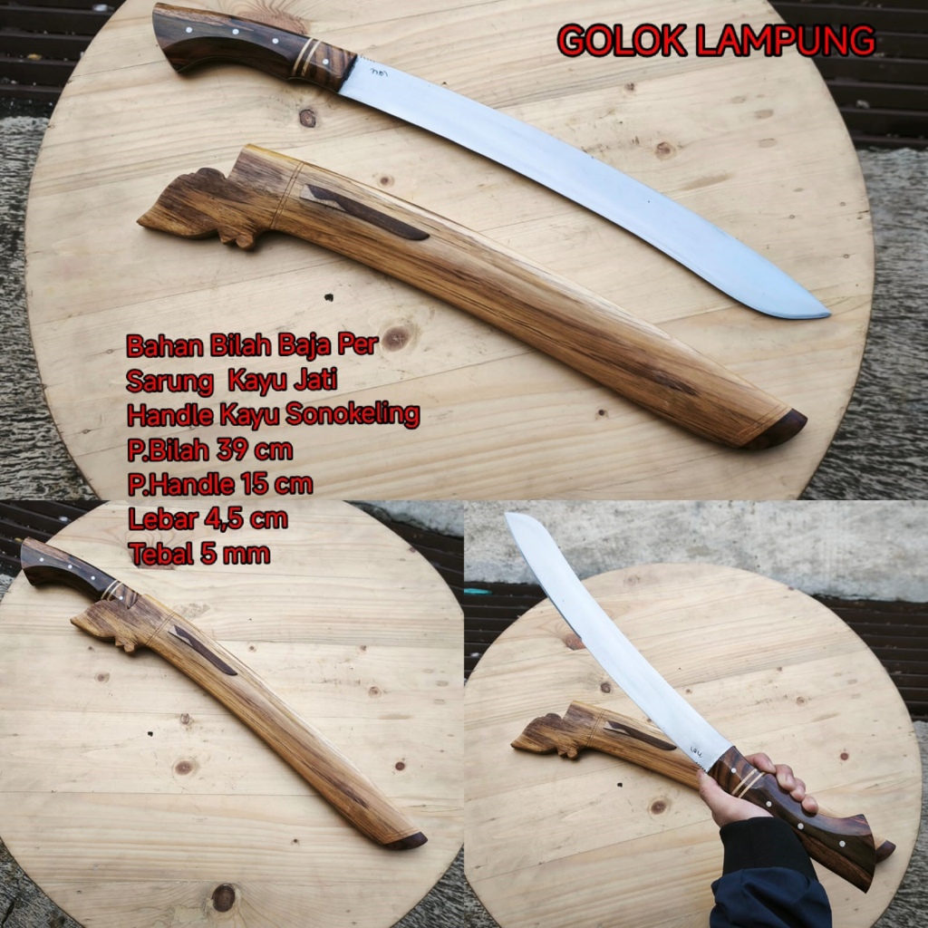 Pisau lampung peralatan dapur - Sarung Kayu Jati, Handle Kayu Sonokeling