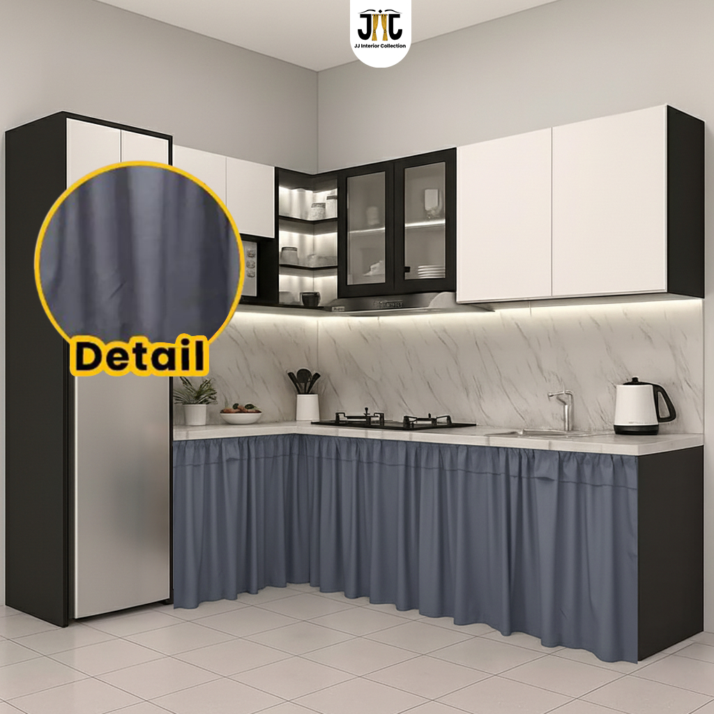 Gorden Kolong Dapur Tirai Dapur Gorden Poni Motif Minimalis