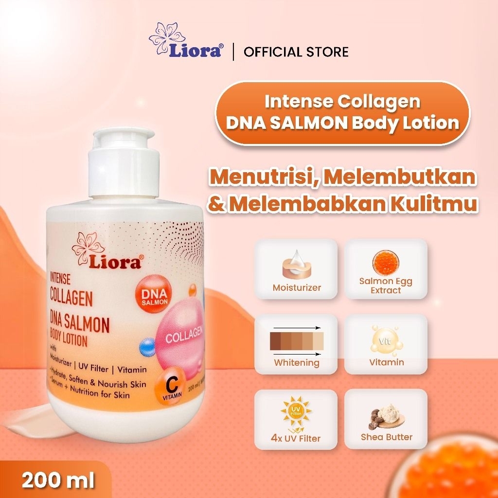 Liora Intense Collagen DNA Salmon Body Lotion HB Pemutih Badan BPOM
