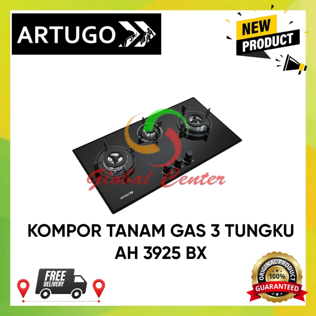ARTUGO KOMPOR TANAM GAS 3 TUNGKU AH 3925 BX - GARANSI RESMI