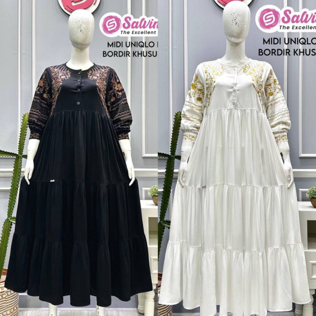 Midi & gamis salvina rayon twill uniqlo bordir