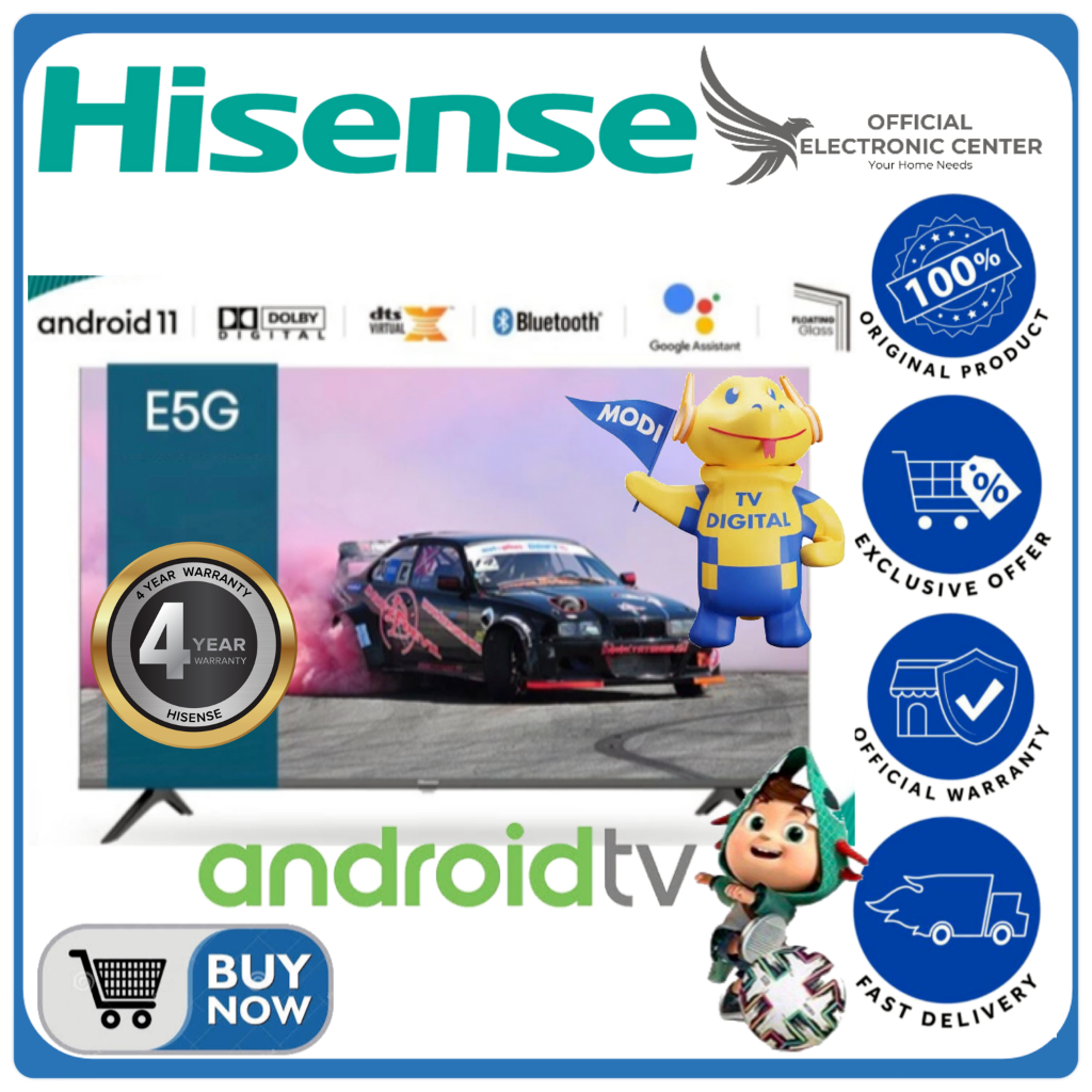 HISENSE TV 40E5G 40-E5G E5G SERIES ANDROID SMART TV FHD BEZELLESS DESIGN DOLBY AUDIO HISENSE LED AND