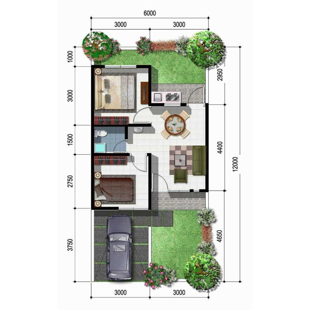 Desain Rumah Full Interior 6 x 12