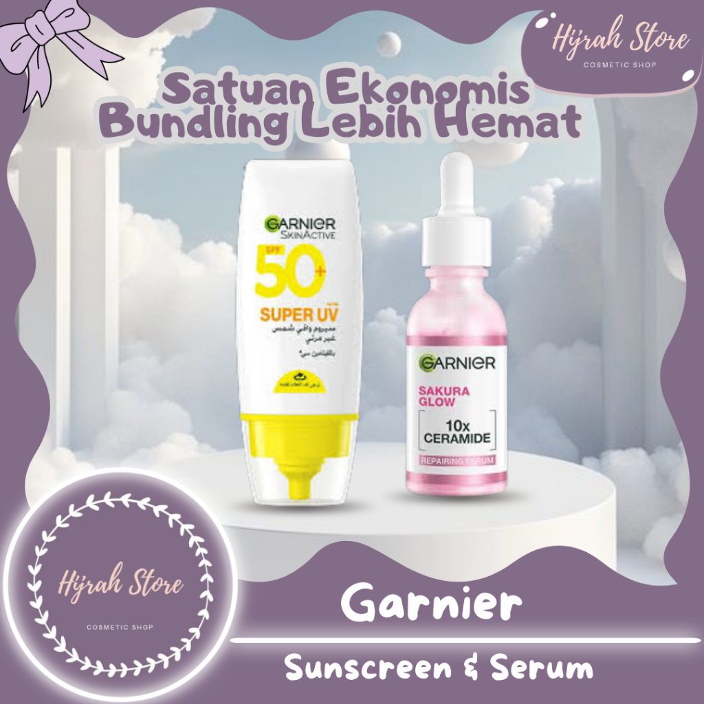 Garnier Serum Series | Sakura Glow 30x Hyaluron Booster Serum | SPF 50+ Super UV Serum Sunscreen