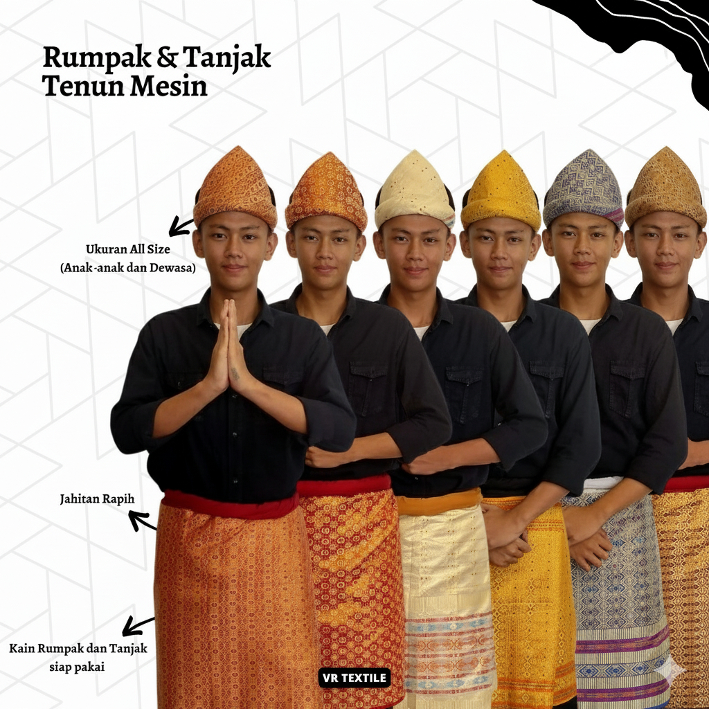 Nyimas Songket - Set Lengkap Kain Songket Lilit Pria, Rumpak, & Tanjak Palembang