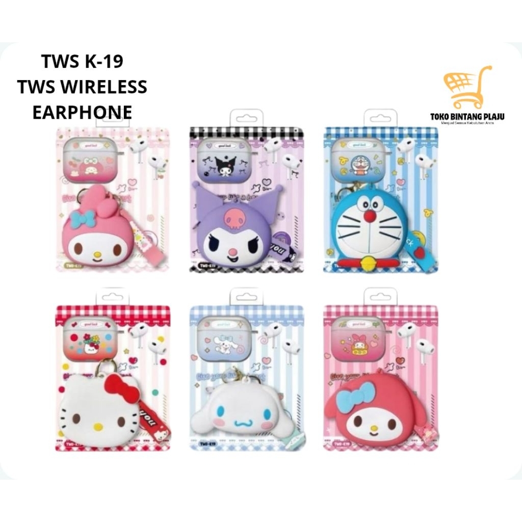 TWS WIRELESS EARPHONE GANCI DOMPET KOIN SANRIO LICENCE