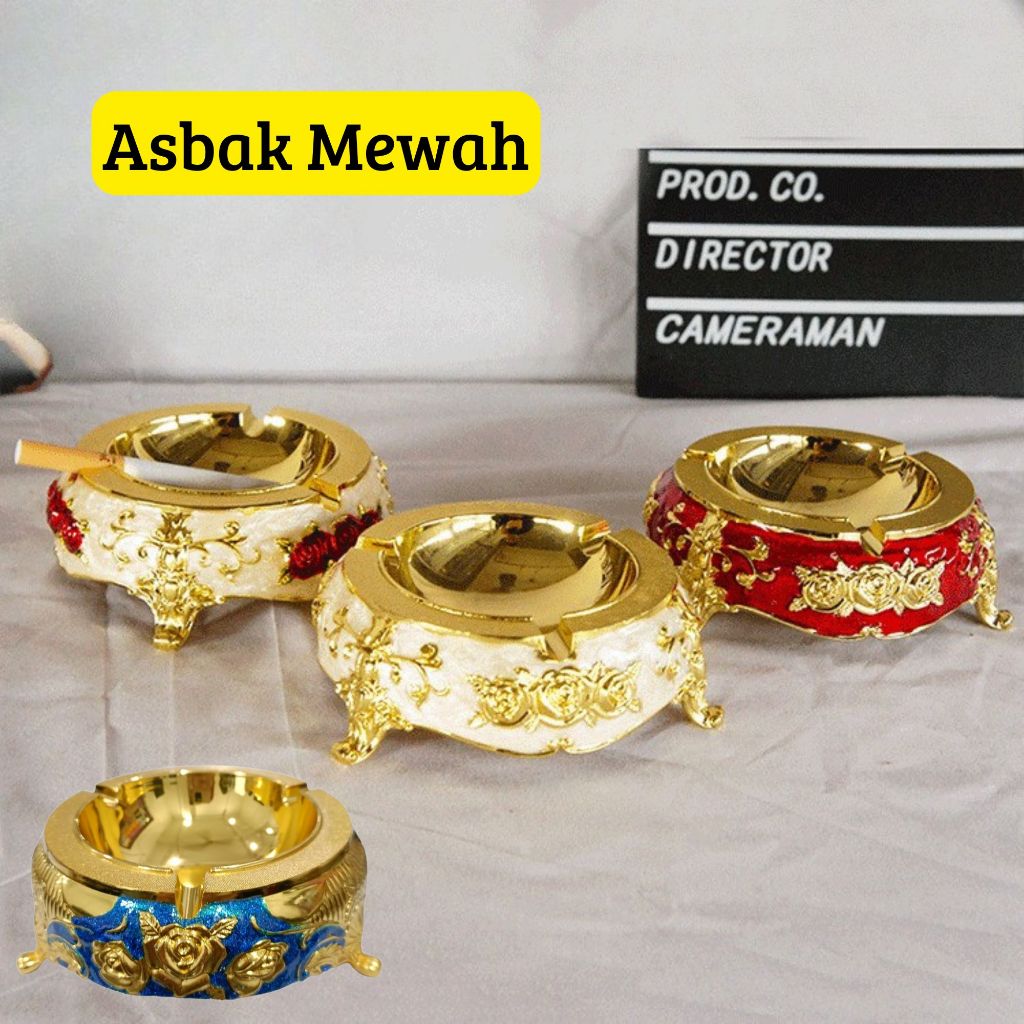 Asbak Rokok Gold Mewah/Asbak Rokok Gold Plus Tusuk Gigi