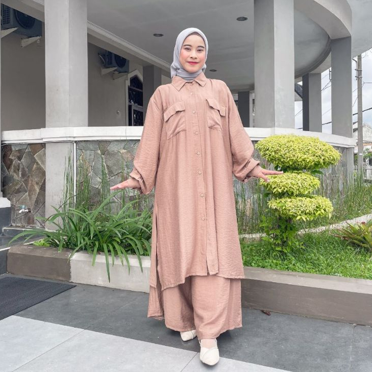 Hamza Store - Fahira Oneset / One set Kulot  / Setelan  Remaja Terbaru / Atasan celana Linen adem / 