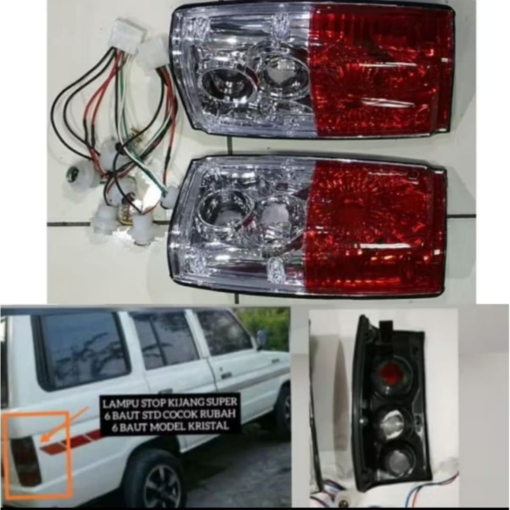 Stop Lamp / Lampu Stop Lampu Belakang Mobil Kijang Super 1986-1991 Baut 6 Plus Kabel Socket
