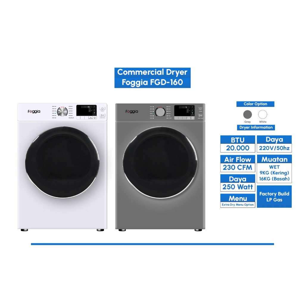 DRYER GAS FOGGIA FGD160 (16KG) LAUNDRY / COMMERCIAL USE