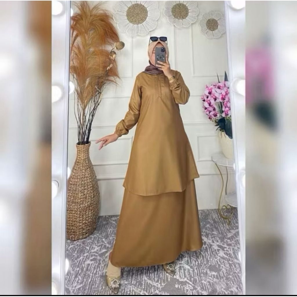 KEYSH4_FASHION-Stelan Gamis Baju Kerja Pemda | Stelan Rok ASN Melayu | Bahan Toyobo Premium