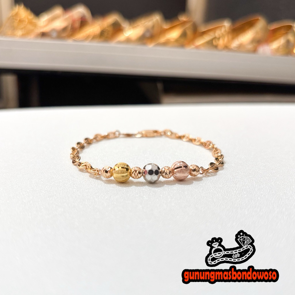 Gelang rantai hermee boba emas asli kadar 300 6k