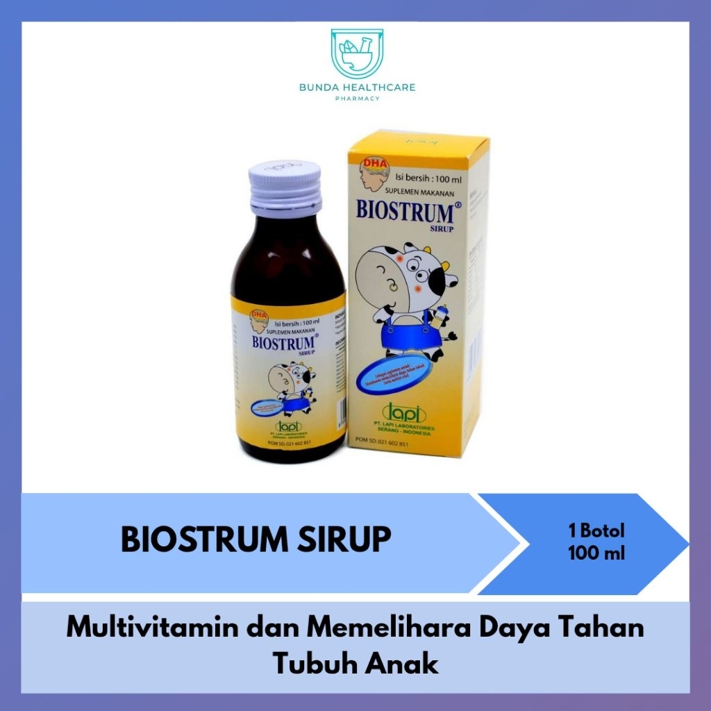 Biostrum Sirup | Vitamin Anak untuk menjaga daya tahan tubuh, menambah nafsu makan, menutrisi otak, 